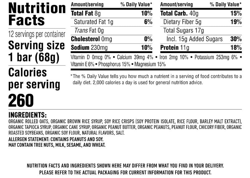 CLIF Bars ingredient list